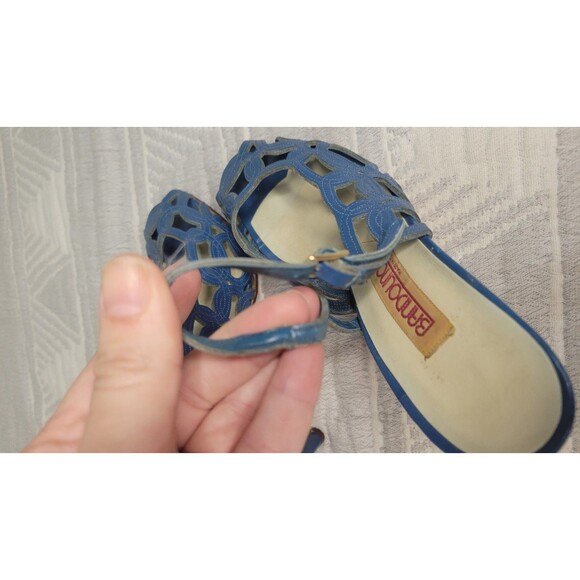 Vintage Bandolino Made in Italy Blue Cutout Leather Slingback Heels 6.5M - Picture 10 of 11